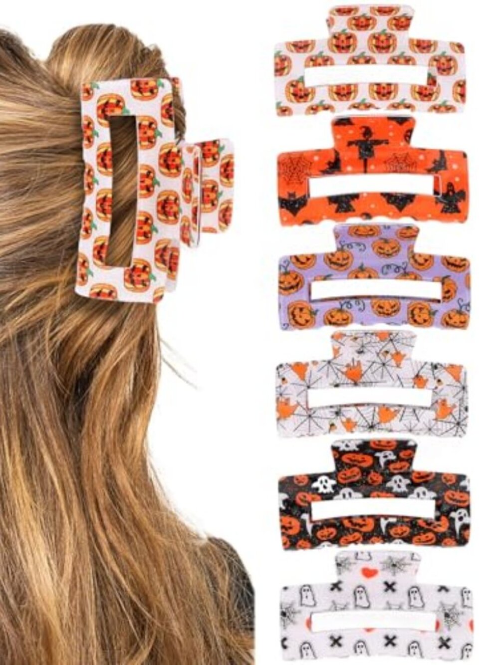 Halloween Hair Clips Square Claw Clips for Women Girls Spooky Hair Accessories